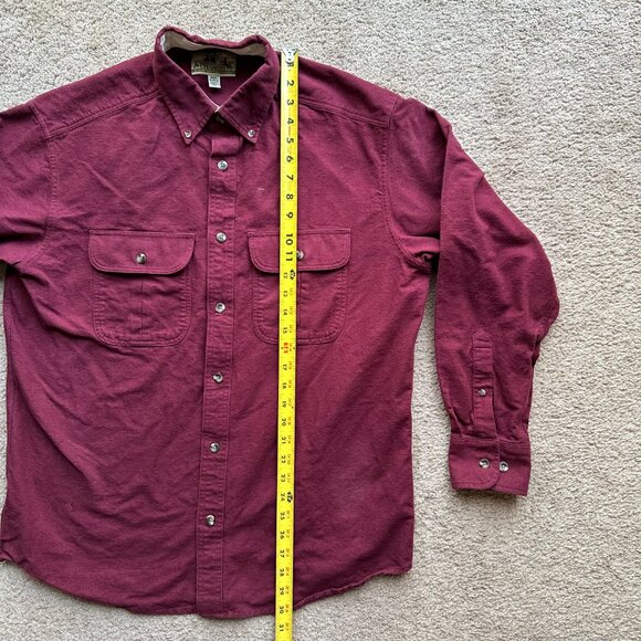 Cabelas Shirt Mens Medium Button Down Deerskin Soft Chamois Flannel Red Pockets - Picture 8 of 11